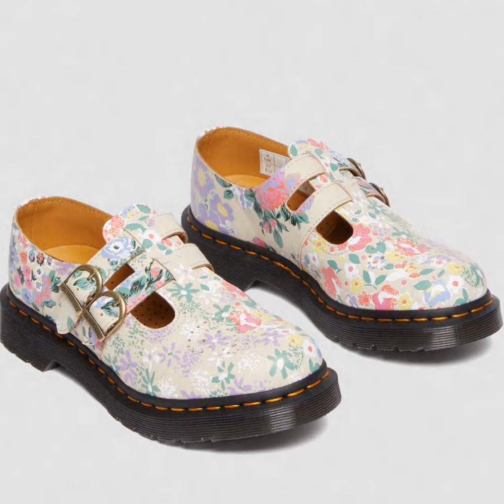 8065 FLORAL MASH UP LEATHER MARY JANE SHOES